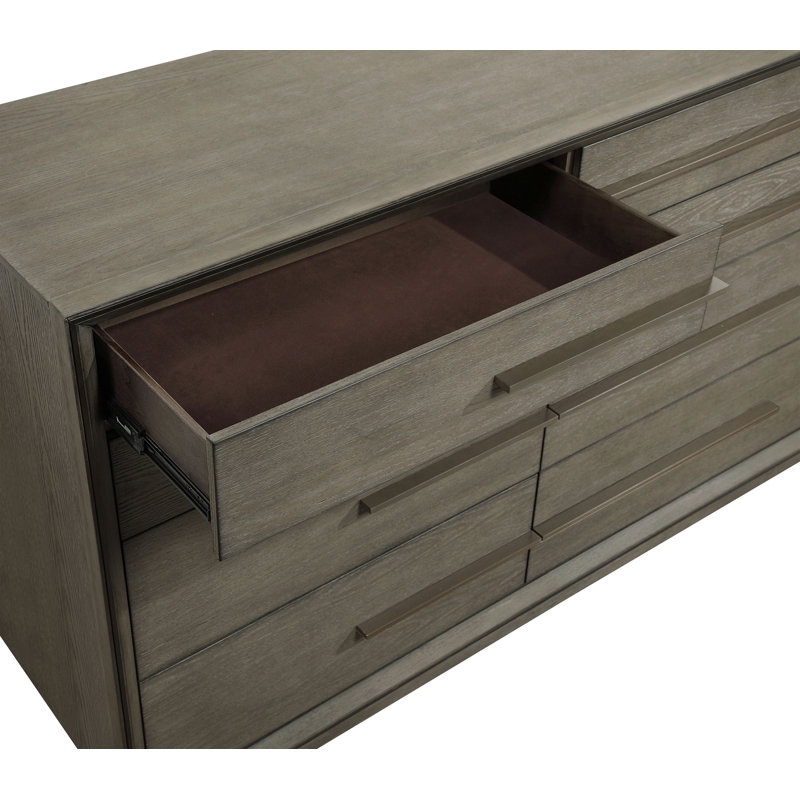 Carlwirt 8-drawer Dresser and Mirror Taupe Oak, Taupe Oak