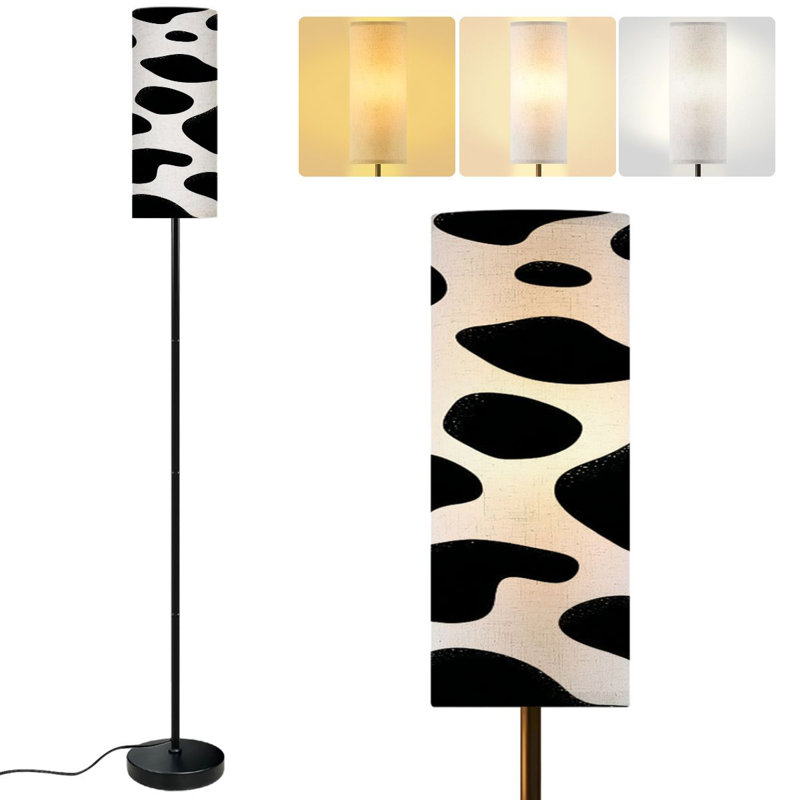  68.5" Standing Floor Lamp Seamless Dimmable Metal Pole Lamp with Linen Lampshade LED Bulb Included