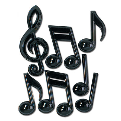 Notes musicales en plastique noir