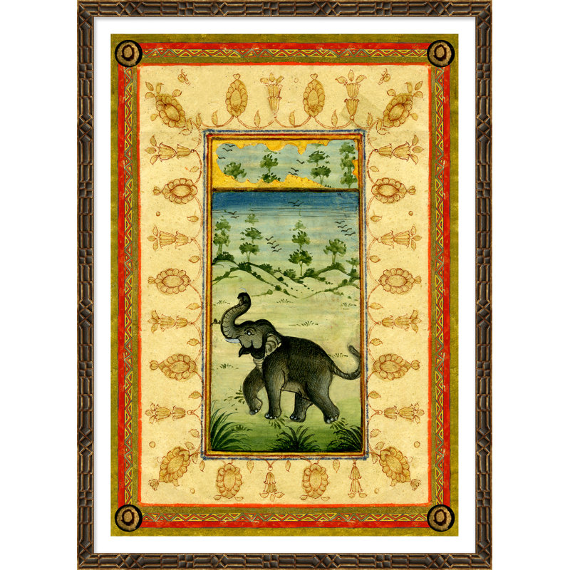 «Elephant at Play in Landscape», reproduction encadrée