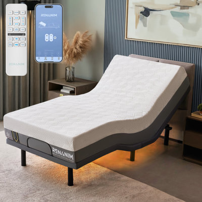 SF Elite Adjustable Bed With 10" Memory Mattress Included Massage, Usb, Underbed Light, Wireless Remote & App Control Zero Gravity Bed