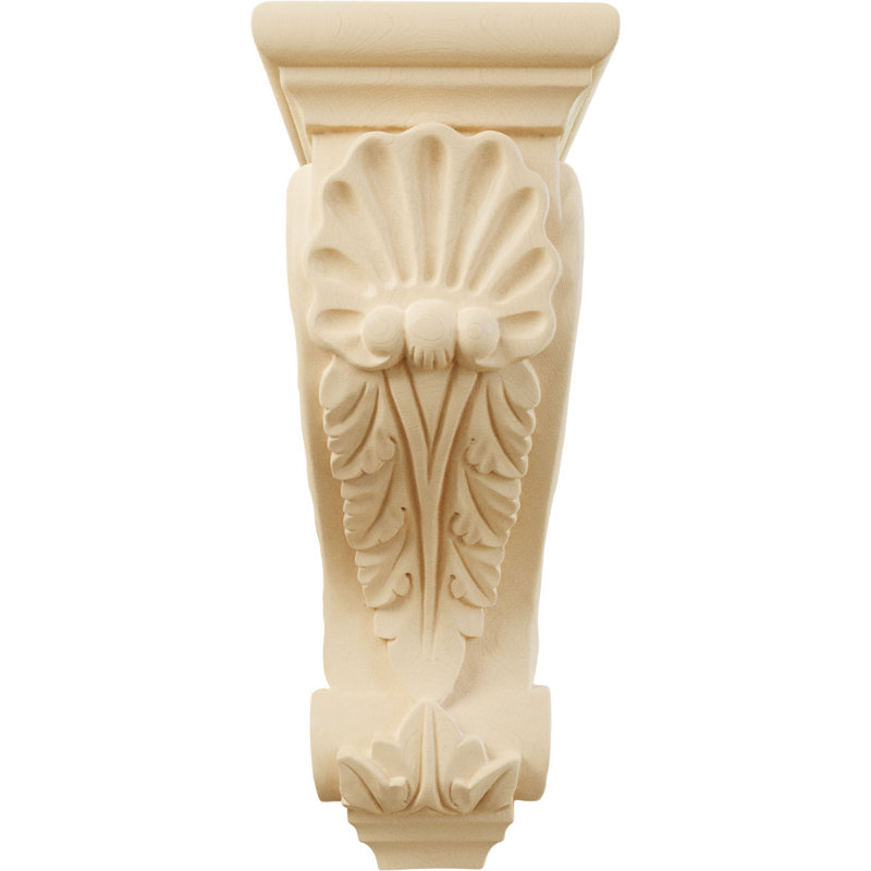 Large Hand-Carved Maple Shell Corbel, 14" Height