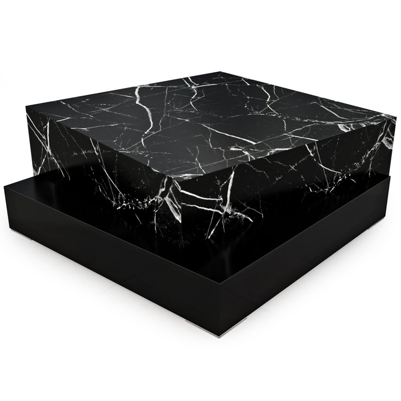 Docimium Stone Coffee Table, Black, Black