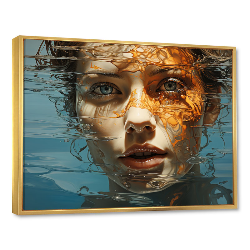 Reflets de la nature surréaliste, H 16 po x l 32 po x P 1 po, Cadre flottant doré