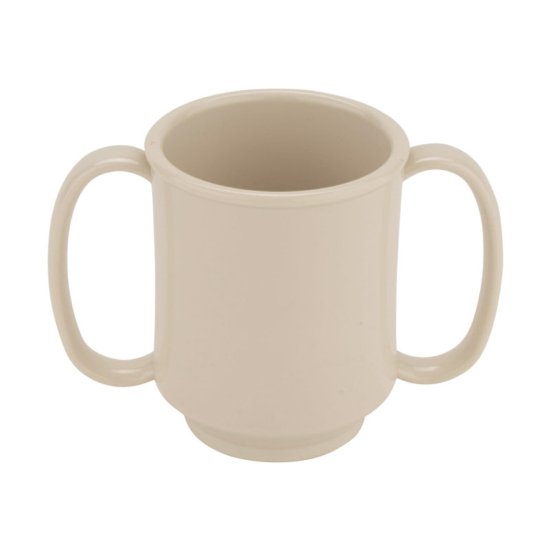 GET BPA-Free Plastic Easy Grip Two Handled Mug, 8 Ounce (Set of 12), Ivory
