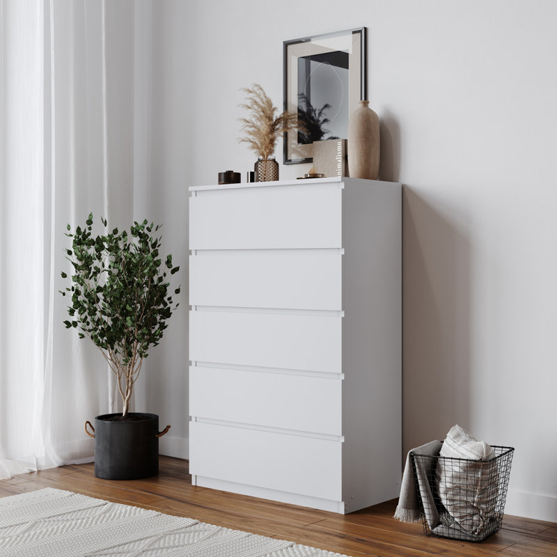 Baptistine 70cm W 5 - Drawer Chest of Drawers, White