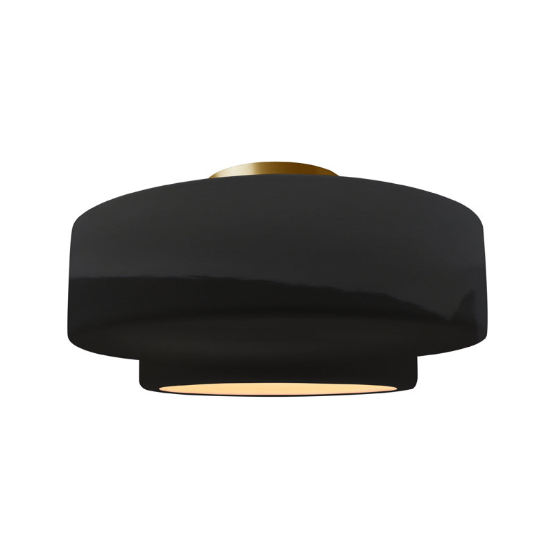 Plafonnier semi-encastré Radiance, H 8 po x l 16,5 po x P 16,5 po, Lustre noir, Laiton brossé