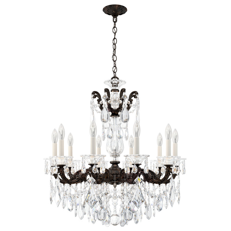 La Scala 10 Light 28in x 29.5in Chandelier in Etruscan Gold with Clear Radiance Crystals, Czech, Heirloom Bronze