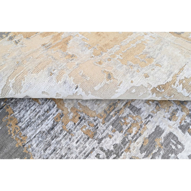 Tapis beige et multicolore de haute qualité noué à la main, Rectangle 9 pi x 12 pi