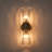 2 - Light Pleated Glass Hourglass Up And Down Cone Wall Light