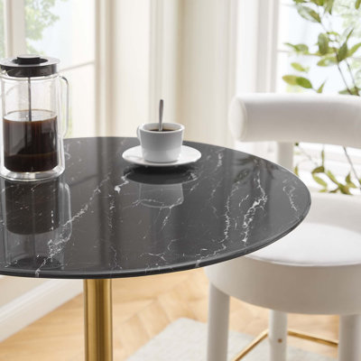 Lippa 47" Artificial Marble Dining Table In Rose Black