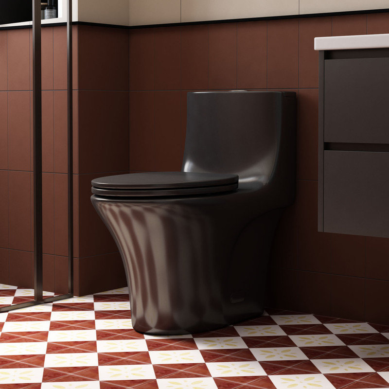Toilette moderne une pièce, toilette standard pour salle de bain à double chasse 1,1 / 1,6 GPF, hauteur de chaise allongée