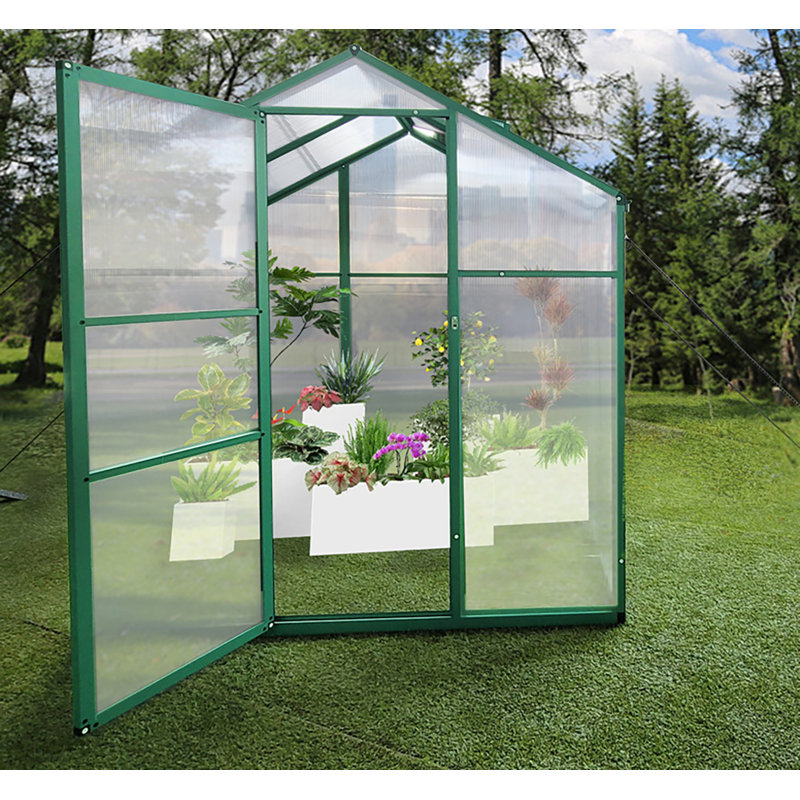 Walk In Greenhouse With Drainage System & Galvanized Base For Backyard, 73.07"