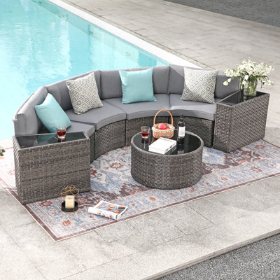Rasmus 7-Piece Rattan Sofa Seating Group with Cushions