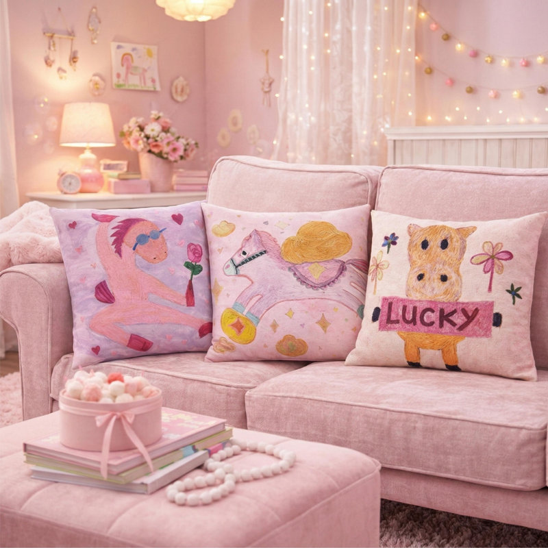 Housse de coussin en peluche Daneey Funny Pony – Coussin en forme de cheval lavable à la machine avec un imprimé ludique | Peluche ultra douce à câliner pour la chambre d'enfant, le canapé, les voyages en voiture et la crèche – Un cadeau attentionné qui apporte de la joie et est facile d'entretien – Ravive l'émerveillement de l'enfance à l'heure du coucher, de la sieste et à tout moment