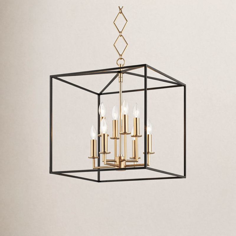 Richie 8-Light Chandelier, Laiton vieilli / noir texturé