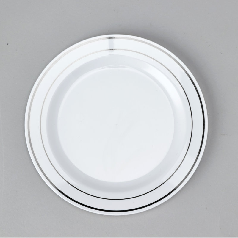 Assiette à dîner jetable en plastique, Argent
