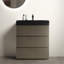Meuble-lavabo autoportant de 30 po avec lavabo, grand meuble-lavabo autoportant pour salle de bain moderne, lavabo une pièce noir sans drain ni robinet, pré-assemblé-131578385