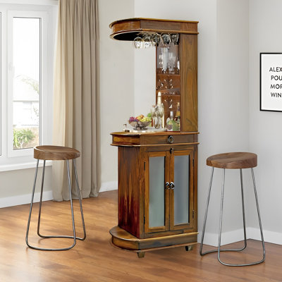 Ganga 70 cm Mango Solid Wood Bar Cabinet Bar Cabinet