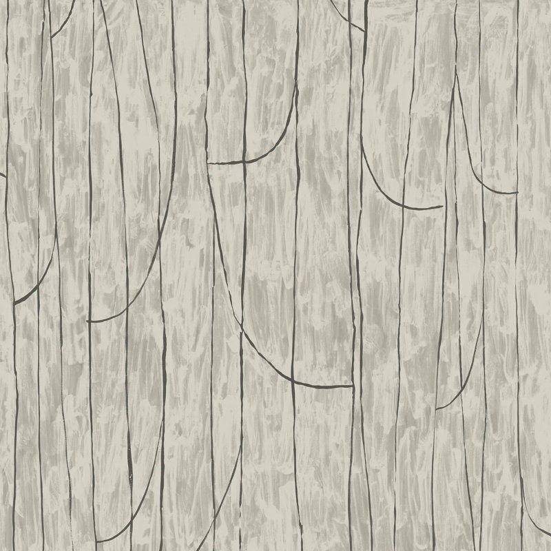 Lingering Lines - Wallpaper, Taupe Black, Faux Grasscloth, Non-Pasted