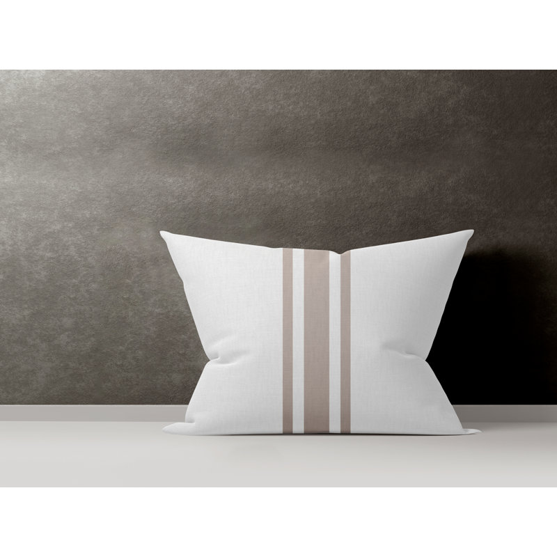 Cotton Reversible Throw Pillow, Taupe