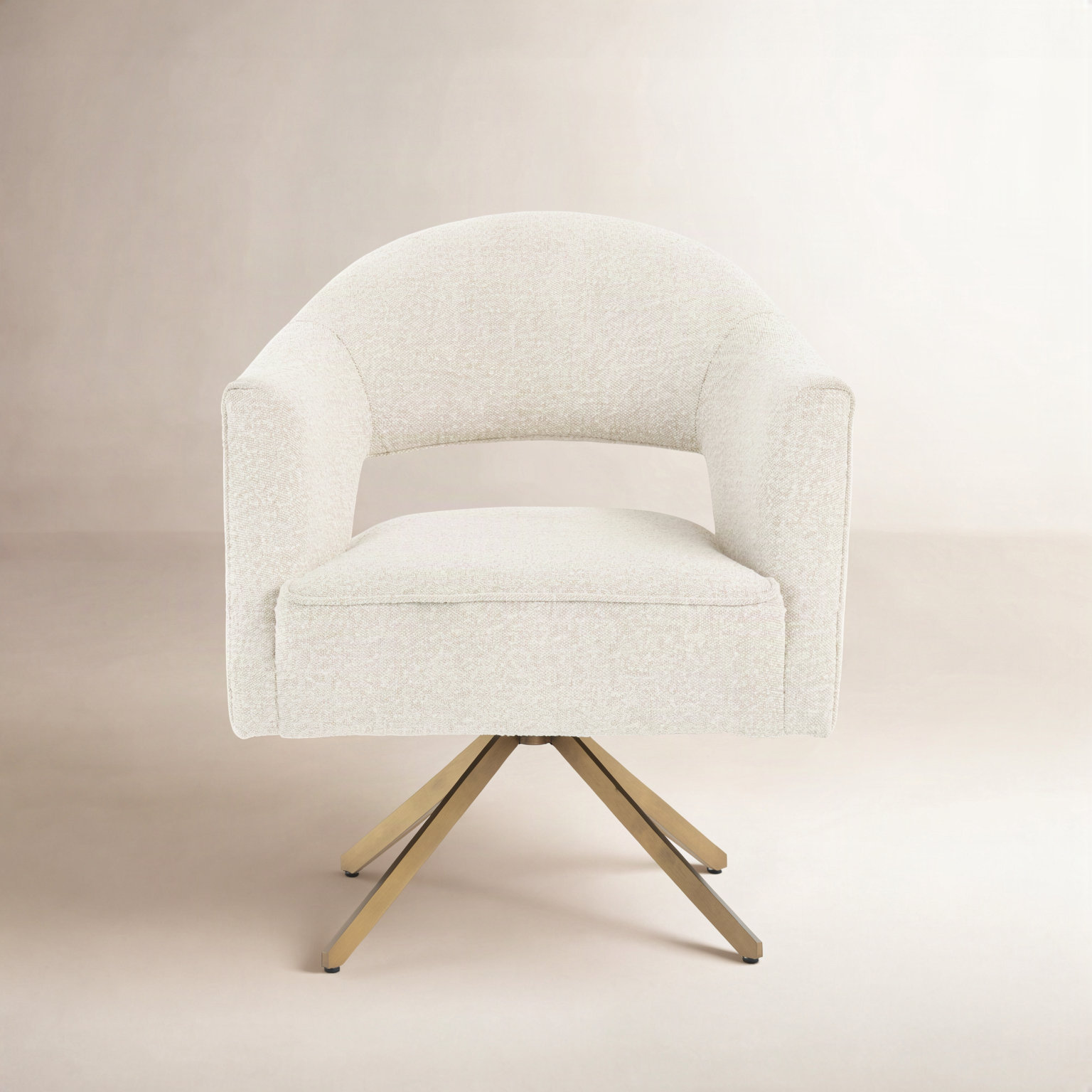 Glasgow Office Chair, Cream Polyester Blend, Gold
