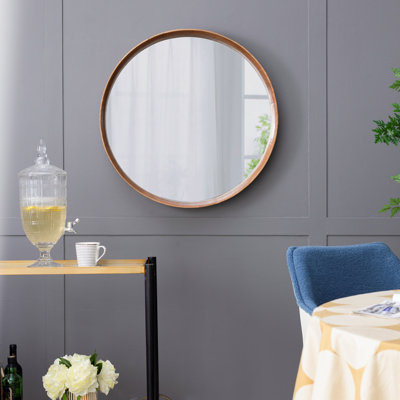 31,5 "miroir rond en bois de pin, miroir mural pour la salle de bain