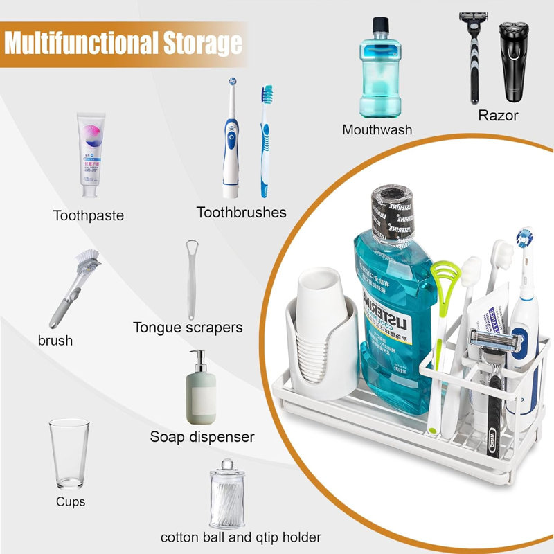 Toothbrush Toothpaste Storage Rack High Anti-Rust, White