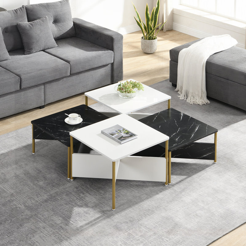 Ensemble de 4 tables basses Modern Modern, Noir / blanc