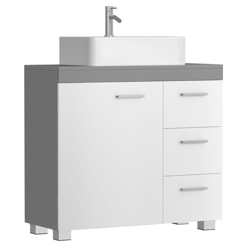 70mm Single Bathroom Vanity with Basin, Grey/White