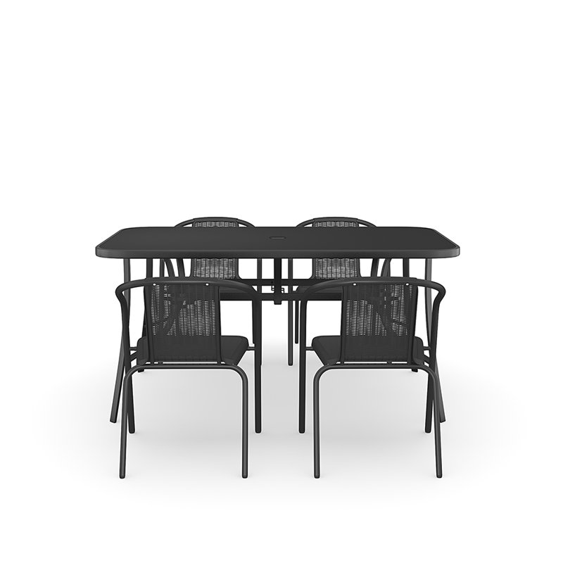 Mclane 4 - Person Patio Dining Set with Rectangular Table, Black, 70cm H x 80cm W