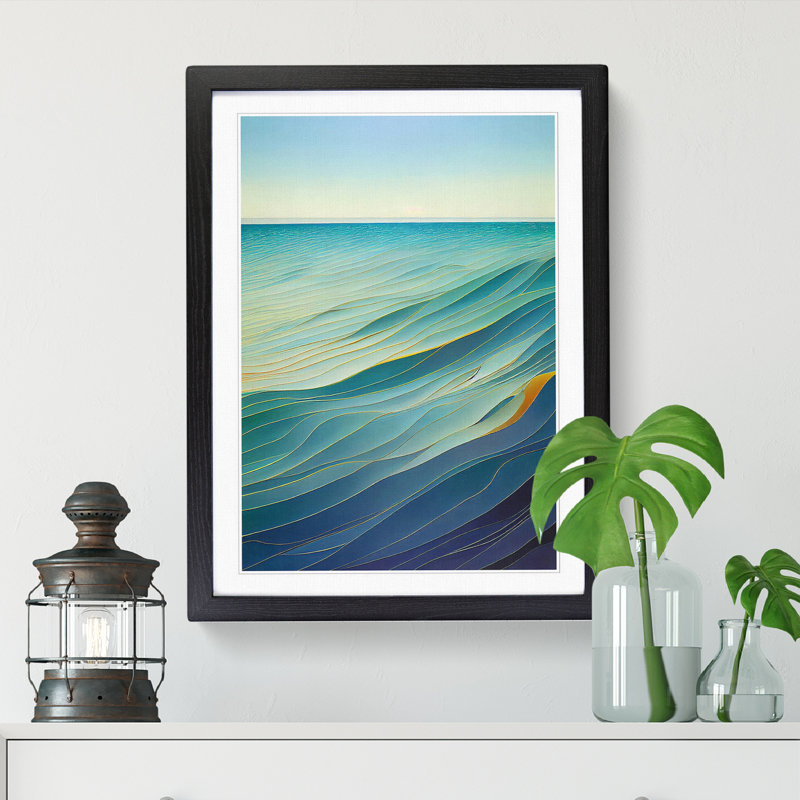 Ocean Sea Waves Abstract Vol.3 - Picture Frame Print, 64cm H x 46cm W x 2cm D, Black