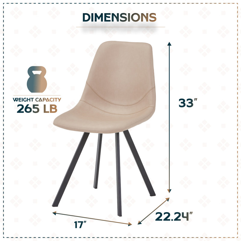 Chaise de salle à manger en cuir Annalise, Taupe, Noir, Simple