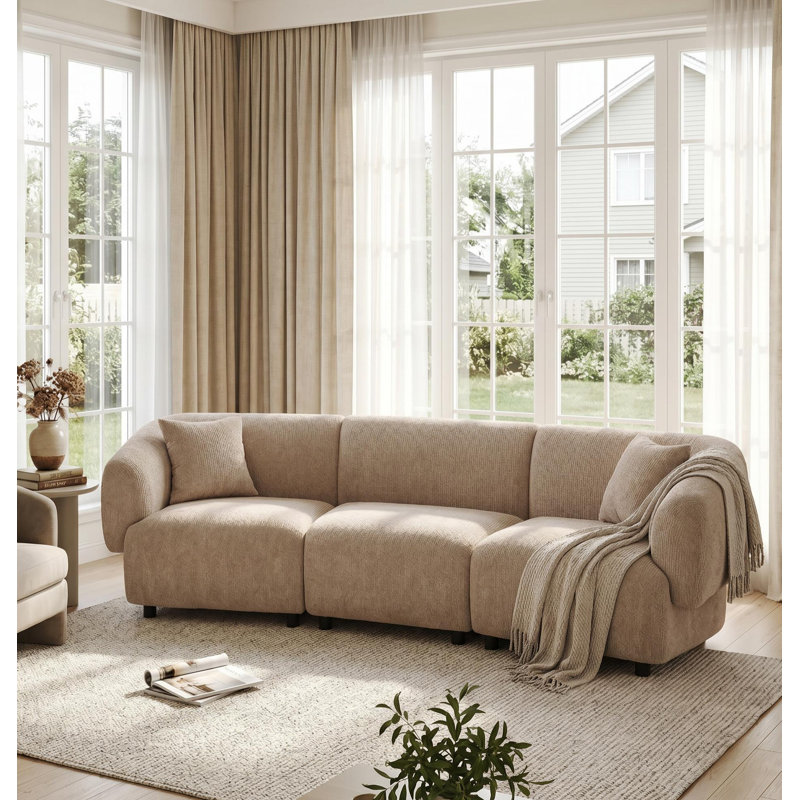 Canapé modulaire rembourré et capitonné Valette, Polyester espresso