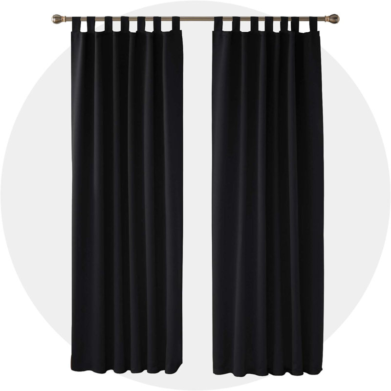 Blackout Curtain Pair, Black, 140cm wide x 245cm high
