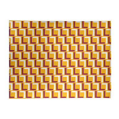Tapis géométrique jaune / rouge / blanc