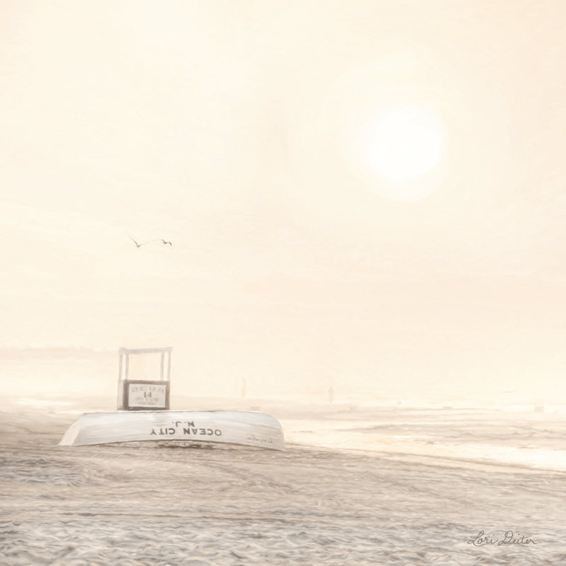 «Bleached Beach» par Lori Deiter - reproduction, H 20 po x l 20 po, Toile tendue
