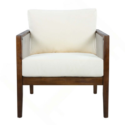 2 pièces Fauteuil club d'extérieur en bois d'acacia avec dossier en corde et coussins hydrofuges pour patio, cour arrière, terrasse