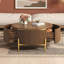 Table basse ronde moderne avec 2 grands tiroirs de rangement, table d'appoint spacieuse et élégante-703700349