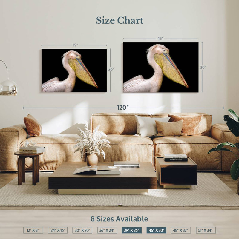 Brampt Pelican Portrait, 26" H x 39" W