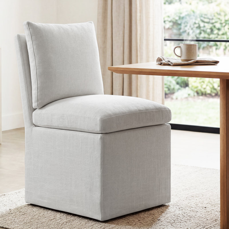 Fontana 19" Wide Chenille Fabric Modern Down Fill Parsons Chairs with Casters