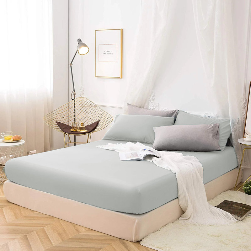 Sherlynn Cotton Blend Jersey Fitted Sheet - Ultrasoft, Perfect Fit, Breathable and Durable, Silver, King (5')