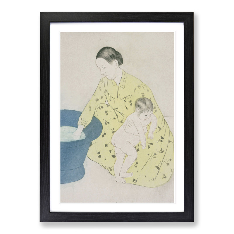 The Bath by Mary Cassatt - Picture Frame Painting, 48cm H x 36cm W x 2cm D, Black Framed