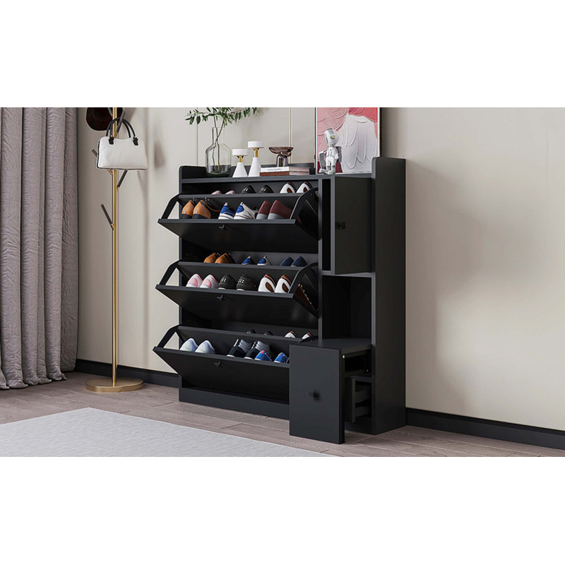  24 Pair Shoe Storage Cabinet, Black