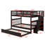 Lit superposé double avec lit gigogne, rangement et barrière d'escalier-715342156