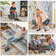 Repose-pieds gris anthracite, recouvert de lin, petit pour tous, confortable en gris, revêtement en tissu, salon de repos
