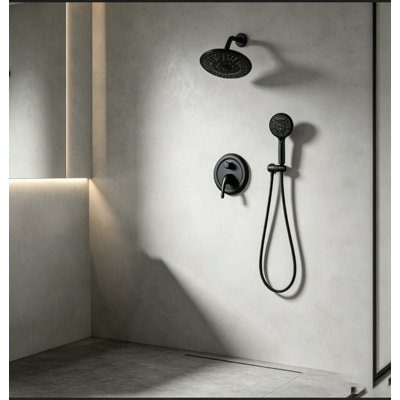 8 Inch Rain Shower System With 6 Modes Top Head & 8 Modes Handheld Shower - High Pressure Brass Valve