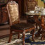 Chaise d'appoint (ensemble de 2), siège en cuir synthétique rétro et dossier en tissu floral et finition chêne cerisier