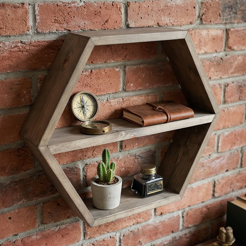 Elara Geometric Hexagon Accent Shelf