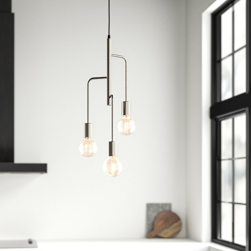Roxy 3 - Light Unique/Statement Pendant, Brushed Steel